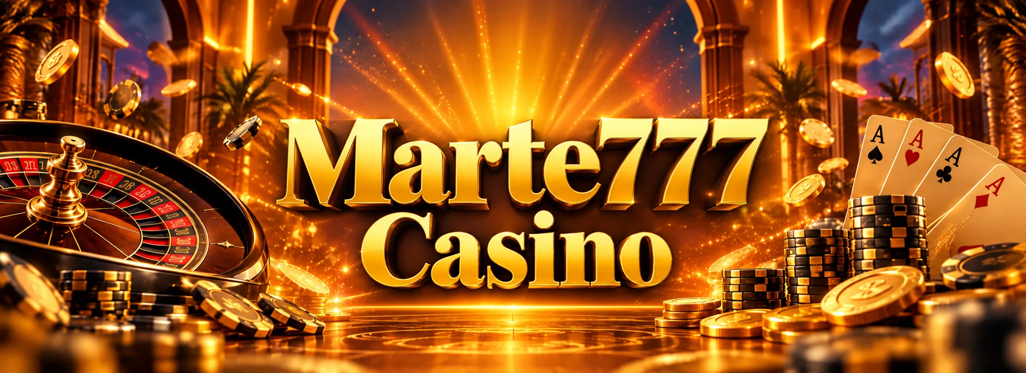 Banner de Marte777 Casino México con el bono de bienvenida de $20,000 MXN y una mesa de ruleta dorada